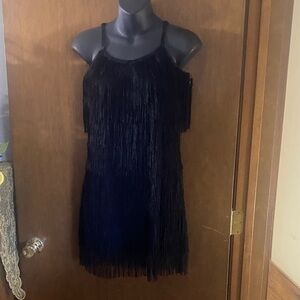 ✨ Dreamgirl Black Fringe Mini Dress – Size Small (New Without Tags)